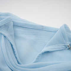 Catherine asymmetrical pleated maxi dress in Baby-blue