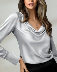 25 Momme Cowl Neck Silk Blouse