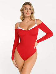 Shapewear Long Sleeve Cold Shoulder Tummy Control Bodysuit