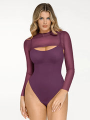 Shapewear Long Sleeve Mesh Shrug Sculpting Bodysuit Set