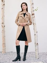 Worsted Woolen Women Trench Coat With Belt