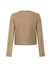 Washable Wool Round Neck Single-Breasted Women Jacket