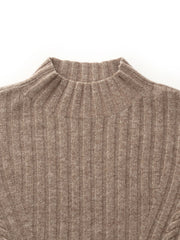 Machine Washable Wool Blend Mock Neck Women Sweater