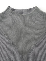 Patchwork Mock Neck Women Knitted Tank Top