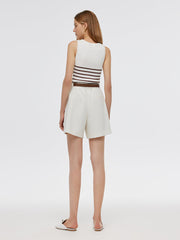 Acetate Cotton Knitted Striped Tank Top