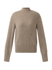 Machine Washable Wool Blend Mock Neck Women Sweater