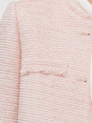 Tweed Collarless Women Crop Jacket