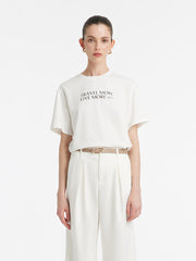 Pure Cotton Chic Letter Print Women T-Shirt