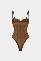 Mesh Sheer Patchwork Bustier Corset Slip Sleeveless Bodysuit