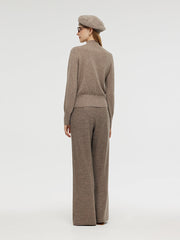 Machine Washable Wool Blend Mock Neck Women Sweater