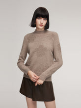 Wool Jacquard Mock Neck Women Sweater