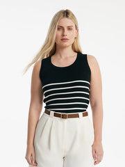 Acetate Cotton Knitted Striped Tank Top