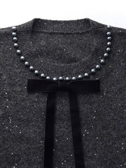 Sequins Beaded Round Neck Women Sweater