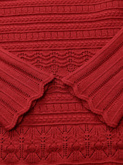Tencel Wool Blend Wave Cut Collar Women Sweater