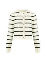 Eco-Friendly Mink Knitted Striped Women Cardigan