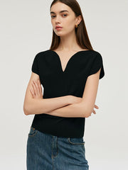 V-Neck Women Knit Top