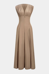 V-Neck Ruched Sleeveless Jumpsuit