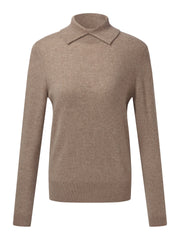 100% Cashmere Folded Collar Women Sweater