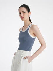 Acetate Cotton Knitted Striped Tank Top