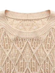Wool Blend Sequins Women Openwork Sweater