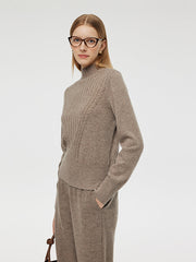 Machine Washable Wool Blend Mock Neck Women Sweater