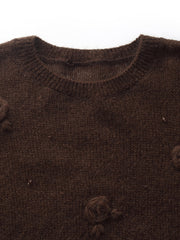 Mohair Wool Blend Women Hand-Crocheted Floral Sweater