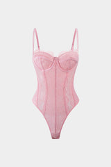 Mesh Sheer Patchwork Bustier Corset Slip Sleeveless Bodysuit