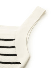 Acetate Striped Square Neck Women Knit Vest