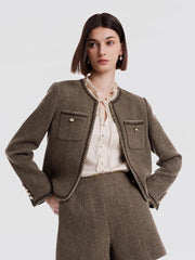 Pre-Order Retro Brown Washable Woolen Jacket