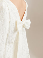 Detachable Bow Jacquard Mini Dress