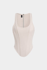Zipper Tie-Up Corset Waist Tank Top