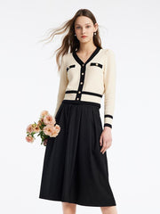 Classic Jacquard Knit Top And Half Women Skirt Two-Piece Set