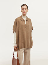 100% Cashmere Polo Collar Poncho Sweater