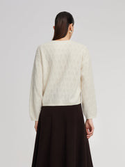 Brushed Cashmere Wool Blend Textured Women Sweater