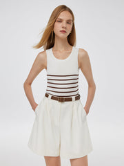 Acetate Cotton Knitted Striped Tank Top