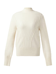 Machine Washable Wool Blend Mock Neck Women Sweater