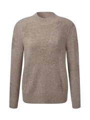 Wool Jacquard Mock Neck Women Sweater