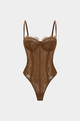 Mesh Sheer Patchwork Bustier Corset Slip Sleeveless Bodysuit