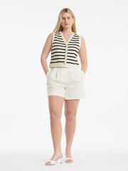 White Loose A-Line Shorts With Belt