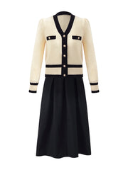 Classic Jacquard Cardigan And Skirt Two-Piece Set