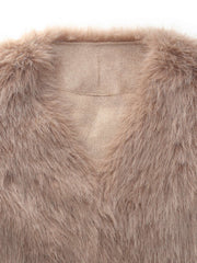 Eco-friendly Fur V-Neck Women Coat
