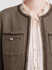 Pre-Order Retro Brown Washable Woolen Jacket