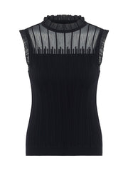 Tencel And Woolen Lace Ruffle Women Tank Top