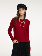 100% Wool Cable Knit Women Sweater