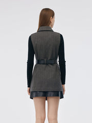 100% Washable Wool Cape And Vest Two-Piece Set
