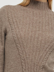 Machine Washable Wool Blend Mock Neck Women Sweater