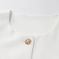 White Acetate Blazer And Shorts Two-Piece Suit