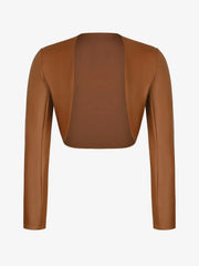 Long Sleeve Faux Leather Bolero Jacket