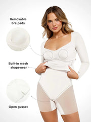 Redtag Thermal Shapewear Long Sleeve Sweetheart Mini Dress