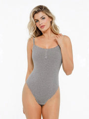 Shapewear Modal Strappy Lace Trim Sculpting Henley Bodysuit